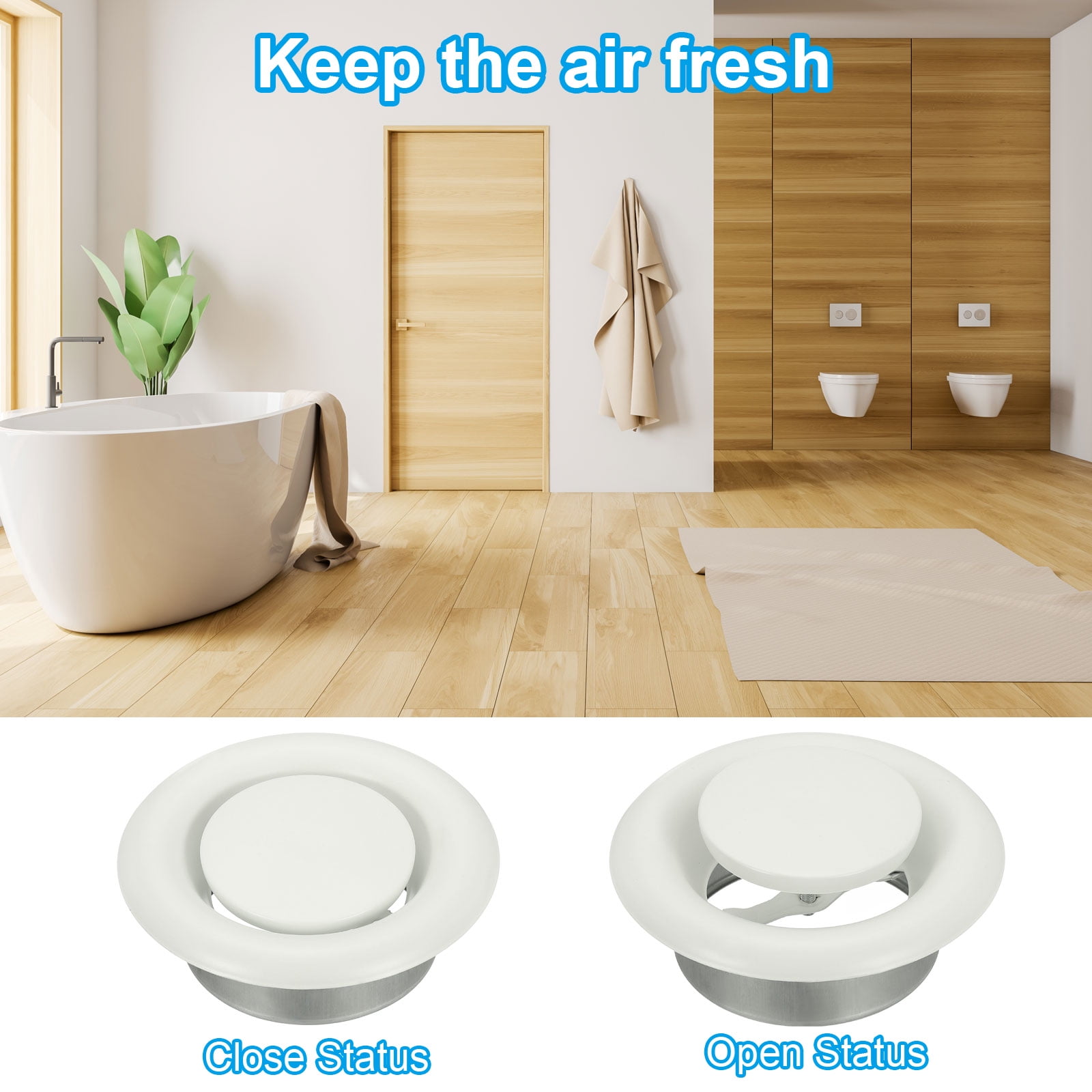 Uxcell Round Ceiling Diffuser Metal Adjustable Wall Air Vent Diffuser Vent Duct Cover Exhaust Supply 4 Inch White