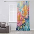 thumbnail image 3 of Pink Yellow Spring Floral Semi Sheer Curtains Drapes for Living Room,Bedroom,French Doors Window 72 Inches Long,Summer Flowers Dragonfly Watercolor Rod Pocket Chiffon Curtain Drapery Voile Panel, 3 of 6