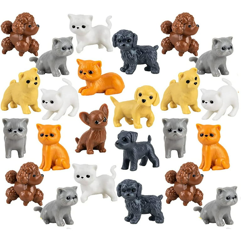 Entervending Tiny Dog and Cat Figurines for Kids - Small Animals Toys in Bulk - Little Pet Toys - Tiny Plastic Toys for Kids Classroom Prizes - 25 Pcs