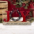 thumbnail image 4 of HOMirable Christmas Decor Indoor Joy Sign with Wreath for O, LED Lighted Rustic Tabletop, Bowknot Farmhouse Wooden Home Decorative Sign, Holiday Xmas Display Box Decoration Gift, 4 of 7
