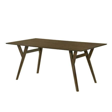 Roundhill Furniture Lavin Contemporary Walnut Finish Dining Table with Solid Wood Base