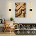 thumbnail image 6 of LED Wireless Wall Sconce with Remote Control (Set of Two), USB Rechargeable Battery Powered Indoor Wall Lamps, Dimmable, 360° Rotate,Timing, 28.3 inch Black Wall Lights for Hallway/Living Room/Bedroom, 6 of 9