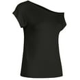 thumbnail image 4 of Dtydtpe Clearance Sales, Off The Shoulder Tops for Women, Women's Casual Off Shoulder Tops Short Sleeve T Shirts Loose Summer Blouse Shirt Womens Tops Black, 4 of 9