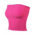 thumbnail image 2 of A2Y Women's Sexy Fitted Strapless Cotton Smocked Tube Crop Tops Hot Pink XL, 2 of 3