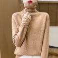 thumbnail image 5 of 100% Pure Cashmere Sweater Women's Turtleneck Thick Knit Top 24 New Fall/Winter Cashmere Loose Sweater With Bottom, 5 of 5