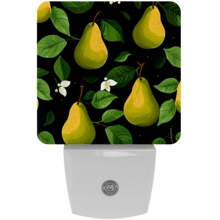 

2 Pack Auto Dusk-to-Dawn Sensor Night Lights Fruit Pear Plug-in Home Office Decorative Lamp for Adult 0.5W LED Nightlights for Bedroom Bathroom Hallway Stairs
