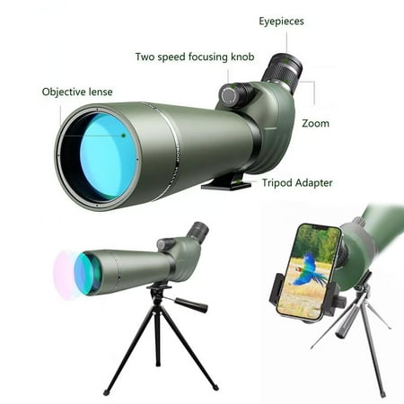 Skyoptikst 20-60X80 Spotting Scope Large Aperture Monocular High Powered BAK4 Spotting Scope with Tripod for Bird Watching Target Shooting Hunting Outdoor