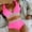 Pink, variant on Odbmxy Womens Swimsuits 2 Piece Bikini Women's Bathing Suits Bralette Vacation High Cut Solid Color Swimwear,Black L
