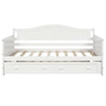 thumbnail image 3 of DEALTOPS Wooden Sofa Bed Frame for Bedroom Living Room with Trundle, White, 3 of 9