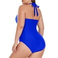 thumbnail image 6 of Ocean Blue Tummy Control Women's Swimwear Halter One Piece Swimsuit For Women Deep Plunge Sexy V neck Ruched One Piece Bathing Suit, 6 of 8