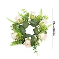 thumbnail image 3 of Artificial Rose Candle Ring Wreath Spring Wreaths For Front Door Fake Flower Candle Holder Wreath With Green Leaves Artificial Flowers Wedding Centerpieces Home Holiday Decor, 3 of 7