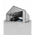 thumbnail image 3 of Heavy Duty Grey Zippered Door Panels for Metal Carport – Waterproof, UV Resistant PE Enclosure Kit with 40 Ball Bungees – Ideal Weatherproof Garage Door Panels, Grey, 20FT Width, 3 of 5