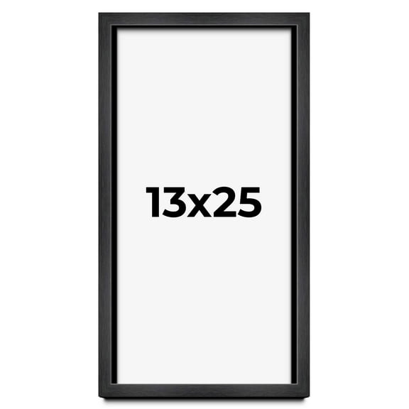 13x25 Frame Black Charcoal Grey Wood Textured Picture Frame | 0.75 Inch Moulding Width | Gunmetal