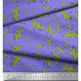 thumbnail image 2 of Soimoi Purple polyester Crepe Fabric Green Peas Vegetable Print Fabric by the Yard 42 Inch Wide, 2 of 3