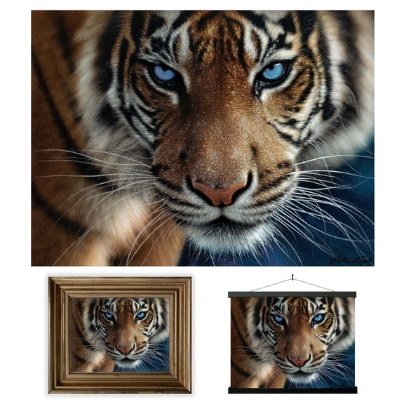 3D LiveLife Wall Art - Blue Eyes from Deluxebase. Unframed 3D Tiger Print Poster for Home Decor