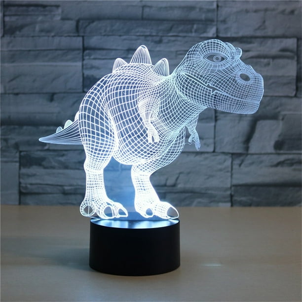 Xihbxyly Lámpara de Noche de Dinosaurio 3D, Luces Led Que Cambian de Color, Efectos Visuales Únicos, Alimentación Por Usb o Pilas, Decoración Creativa para El Hogar, Habitación Infantil, Oficina, Lám