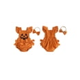 thumbnail image 2 of RUINIXCW Newborn Baby Girl Halloween Outfit Summer Fall Bubble Romper Overalls Devil Grimace Bows Ribbed Flying Sleeve Bodysuit Playsuit Headband 2 Pcs Set, 2 of 9