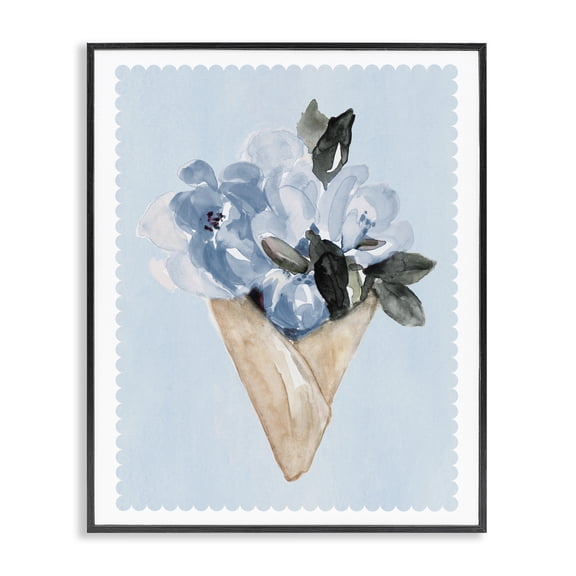 Stupell Industries Blue Flower Gift Bouquet Black Framed Giclee Art, design by Elizabeth Medley