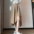 thumbnail image 4 of Falda midi con dobladillo fluido para mujer, café, L, 4 of 6