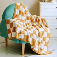thumbnail image 4 of LAICAIW Checkered Throw Blanket，Checkered Blanket Throw Cute，Throw Blankets Checkerboard Grid Chessboard Gingham Warmer Comfort Plush Reversible Microfiber Cozy Decor For Home Bed Couch (Khaki, 28, 4 of 7