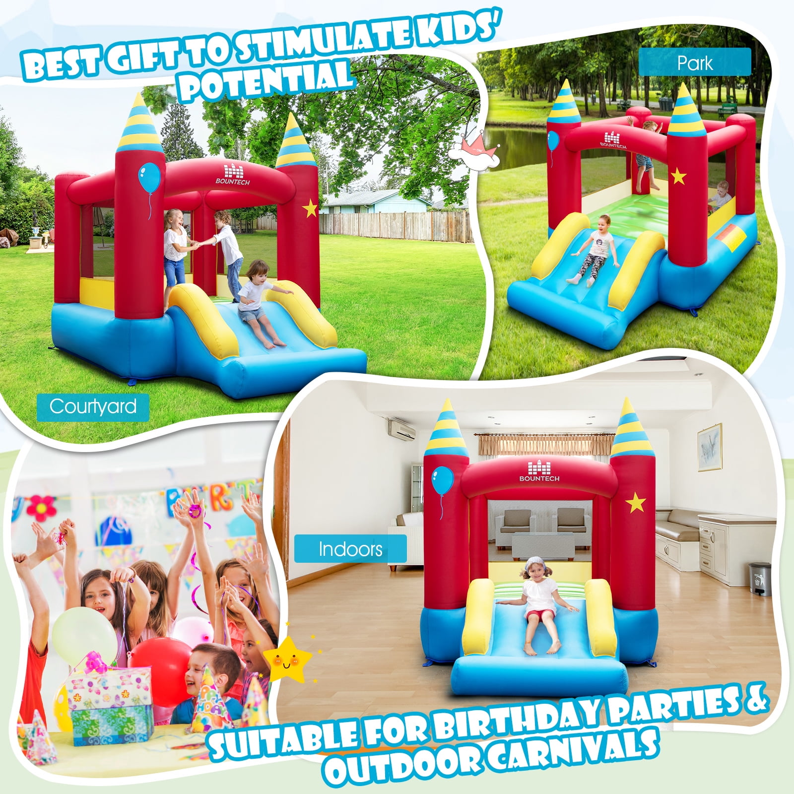 Infans Inflatable Bounce Castle Kids Jumping Bouncer Indoor Outdoor with 480W Blower