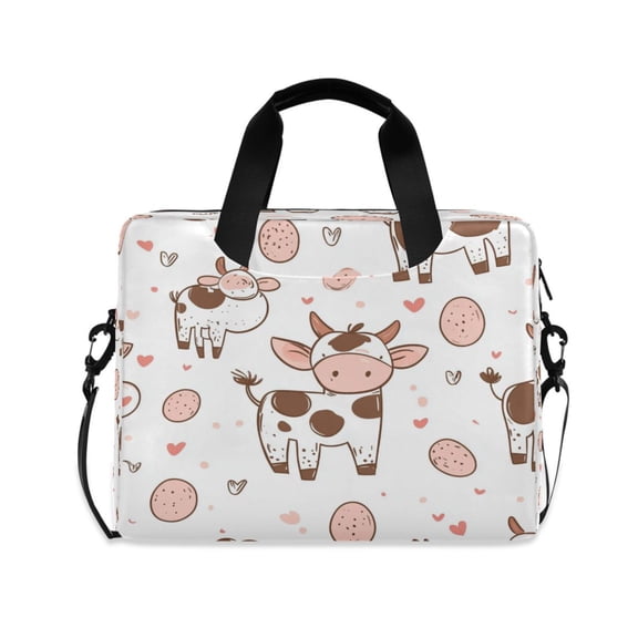 16inch Laptop Briefcase, Business Laptop Bag with Detachable Strap & Padded Compartment, Water-Resistant Polyester,Cows