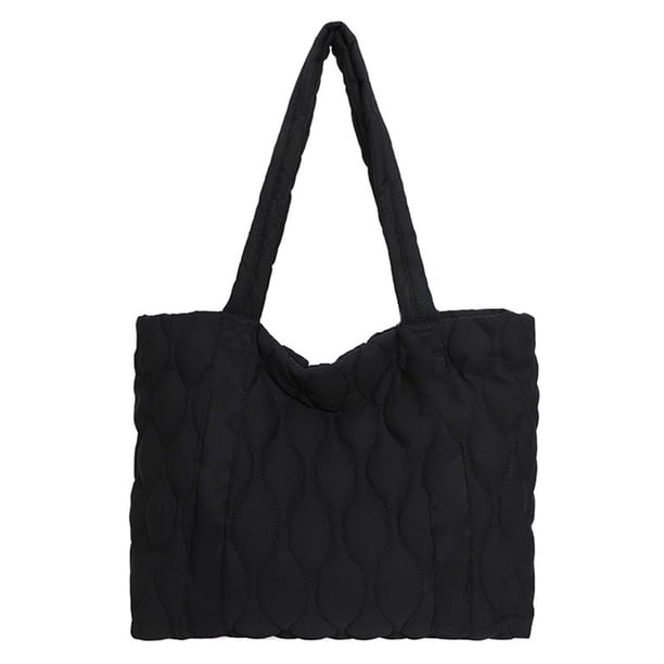 Bolso Mano Acolchado para Mujer Bolso Diario Invierno Gran Capacidad para Mujeres Y Niñas (negro)