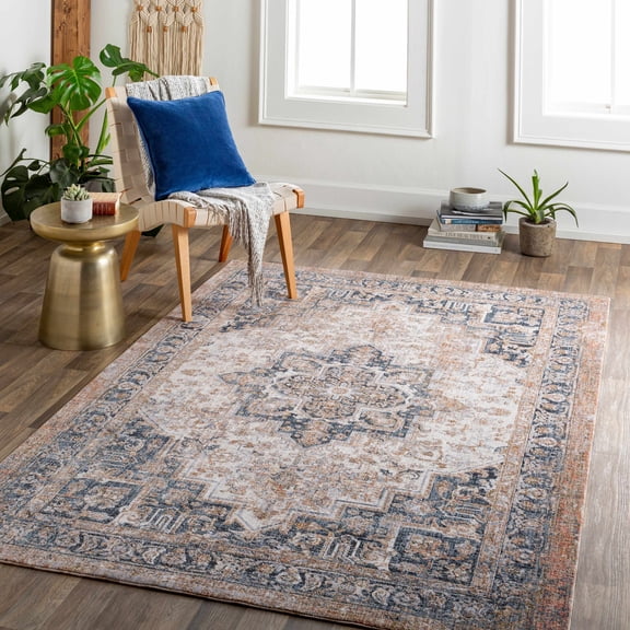 Hauteloom Ardnacrusha Living Room, Bedroom Area Rug - Traditional - Tan, Beige, Teal - 5'3" x 7'3"