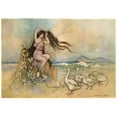 thumbnail image 2 of Warwick Goble 24x18 Black Ornate Framed Double Matted Museum Art Print Titled: Marziella on the Sea-Shore (1911), 2 of 5