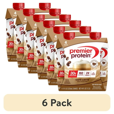 (6 pack) Premier Protein Shake, Café Latte, 30g Protein, 11 fl oz, 4 Ct