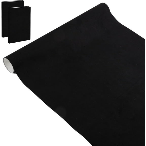 Black Book Cloth for Book Binding 40x17inch Suede Fabric Surface Paper Backed Washable and Reusable Protective Cover Book Binding Materials for Adult DIY Book Album Cover Black