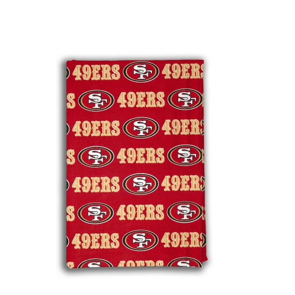 San Francisco 49ers 58" x 2 yd 100% Cotton Logo Baseball Sports Precut Sewing & Craft Fabric, Gold and Red
