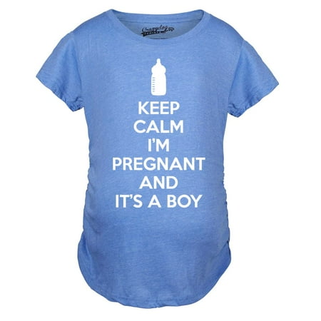 

Maternity Keep Calm Im Pregnant and Its a Boy Shirt Funny Pregnancy Announcement