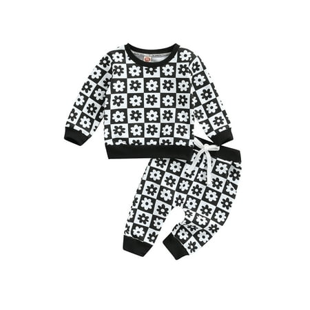 

TheFound Toddler Baby Girls Floral Clothes Long Sleeve Pullover Sweatshirt Tops Long Pants 2PCS Fall Winter Outfits