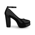 thumbnail image 3 of BLISSFUL STEP Escarpins à Talon Bloc pour Femmes Plateforme Bride à la Cheville Bout Rond Talon Noir 11, 3 of 7