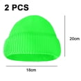 thumbnail image 2 of Paquete de 2 gorros de invierno para mujer, gorro de punto elástico, cálido y acogedor, plegable, 2 of 5