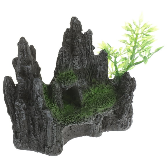 SEWOART Ornaments For Fish Tank Black Resin 1Pcs