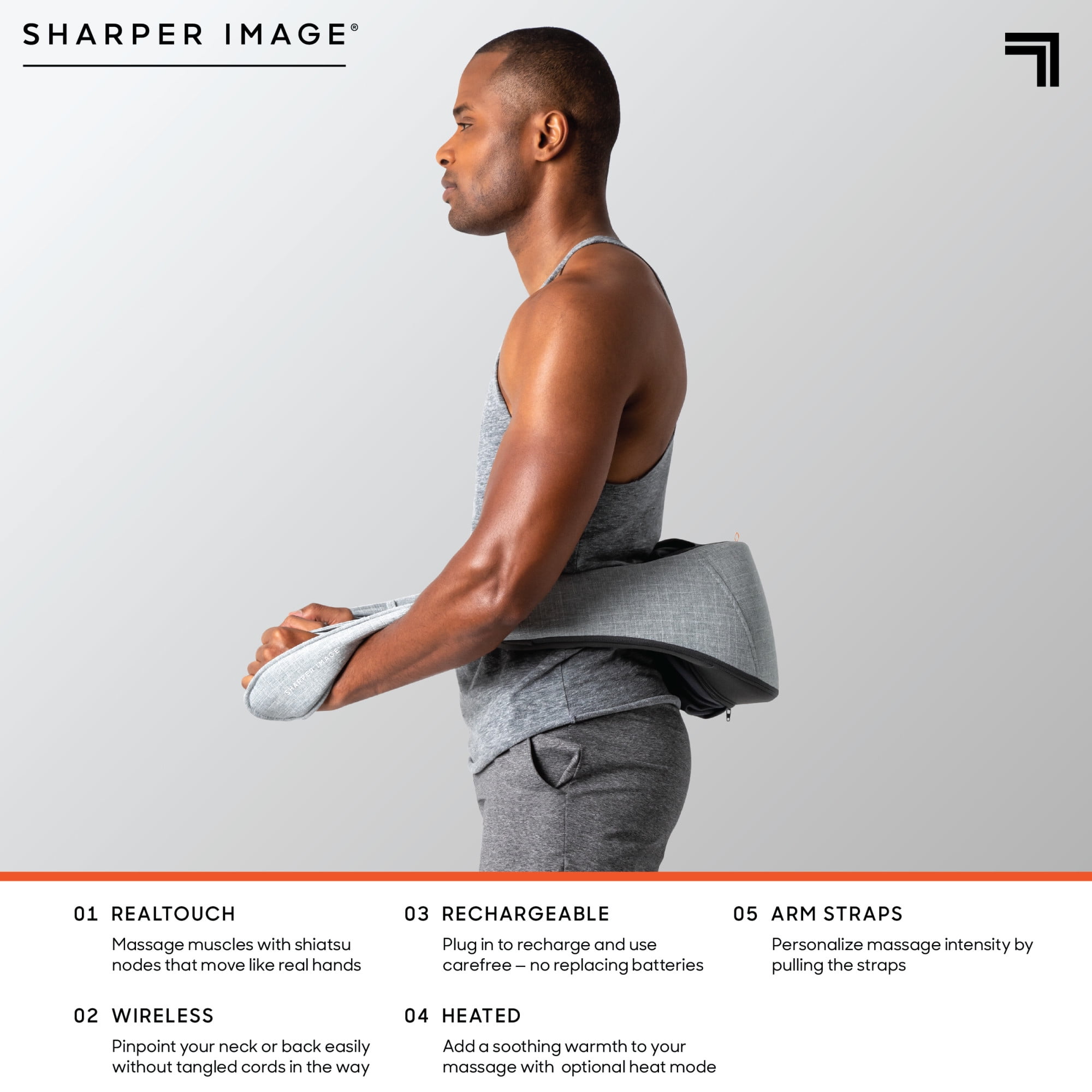 Sharper Image Realtouch Shiatsu Massager, Warming Heat Soothes Sore  Muscles, Wireless & Rechargeable…See more Sharper Image Realtouch Shiatsu