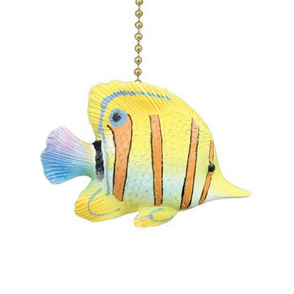 Clementine Design Tirette de Ventilateur de Plafond Poisson-Ange Jaune Tropical