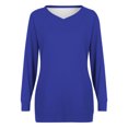 thumbnail image 4 of Spring Tops for Women 2025 Viikei Fall Winter Tops Clearance,Womens Tops Dressy Casual,Oversized Tshirts for Women Solid Workout Sweatshirts Basic Long Sleeve Shirt Classic V-Neck Tops Blue XL, 4 of 4
