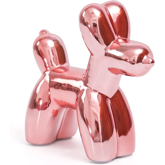 EnjinZZ Cute Ceramics Balloon Dog Statue Crafts Living Room Desktop Decorations,Handmade Modern Small Ceramic Animal Statue Ornament Home Decor Accents