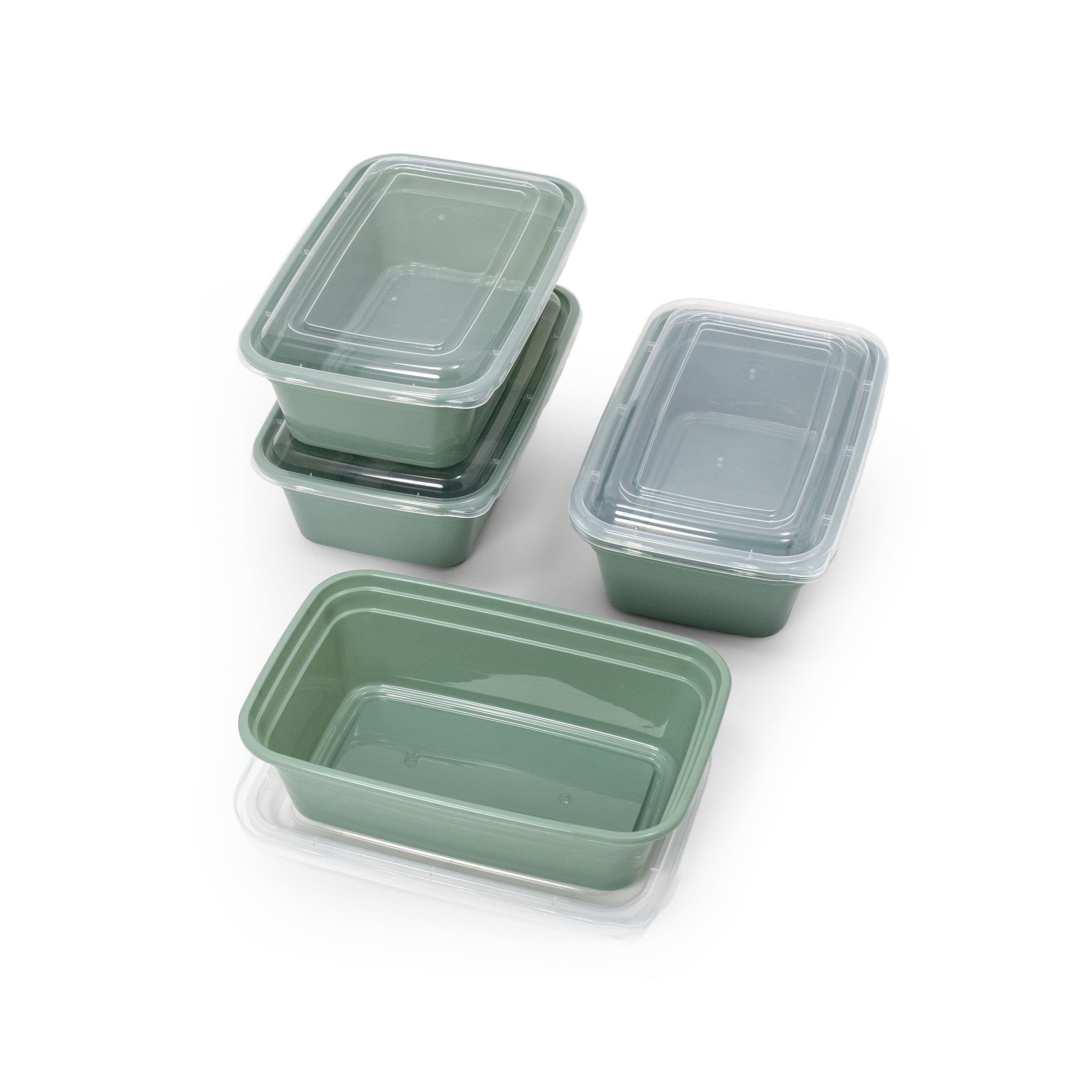 Mainstays Food Storage Containers, 5-Pack, 1-Compartment, BPA-Free Plastic, 3 Cup, Green Sage