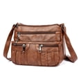 thumbnail image 1 of Bolsa de hombro tipo bandolera de cuero suave Retro PU para mujer multibolsillos sólidos JShteea Para Estrenar, 1 of 7