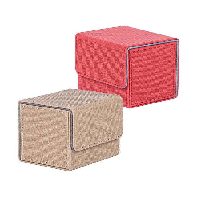 Cajas de cartas coleccionables Macarena Estuche de baraja de cartas 2 Piezas PU Rojo Beige