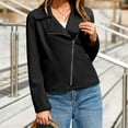 thumbnail image 2 of FAVIPT Faux Suede Crop Jacket Women Long Sleeve Casual Cropped Zipper Biker Moto Jacket Fall Winter Outfits Black,M, 2 of 8