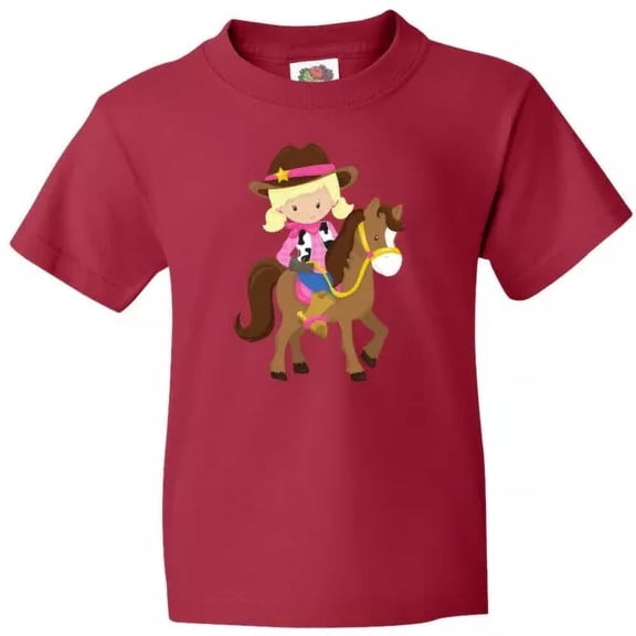 Bella Canvas Cowgirl, Sheriff, Horse, Western, Blonde Hair Cute Girl Toddler Shirt