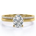 thumbnail image 1 of JeenMata Juego de Anillos de Boda de Corte Ovalado de 1,75 Quilates, con Acentuación Pavé, con Puntas, Chapado en Oro Amarillo de 18 K sobre Plata (Personaliza la Banda de Tu Anillo de Boda), 1 of 6