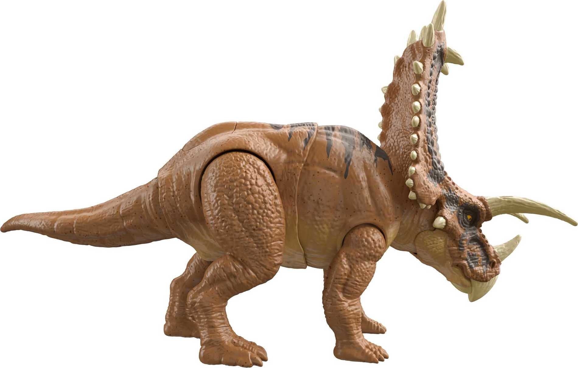 ​​Jurassic World Camp Cretaceous Mega Destroyers Pentaceratops Dinosaur Action Figure, Toy Gift with Movable Joints, Attack and Breakout Feature​