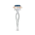 thumbnail image 3 of ANGARA Natural Oval London Blue Topaz Twisted Vine Ring with Diamond in 14K White & Rose Gold for Women (Size-7x5mm) | November Birthstone Jewelry for Women | London Blue Topaz Ring (Ring Size- 8), 3 of 10