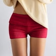 thumbnail image 3 of Knitted Fold over Shorts for Women Summer Casual Low Rise Slim Fit Y2k Mini Shorts, 3 of 5